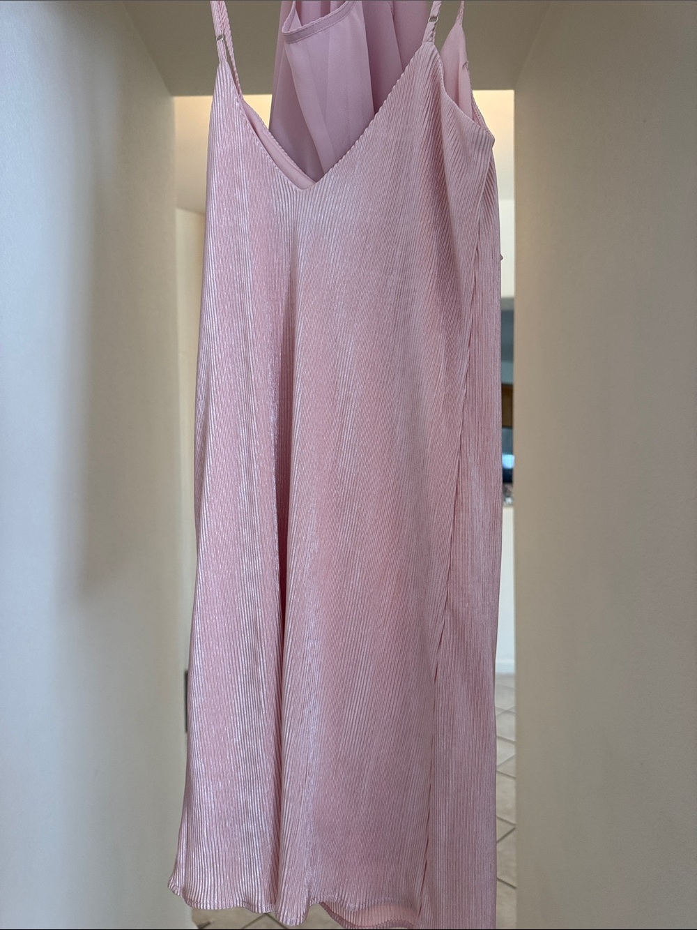 Lulu's Blush Pink Pleated Slip Dress bonus shawl
